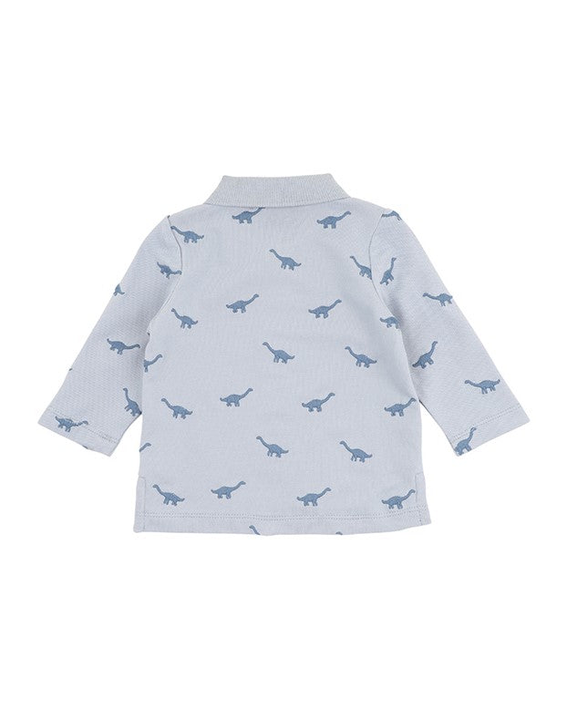 Isaac Embroidered Dino Polo - Chambray Blue