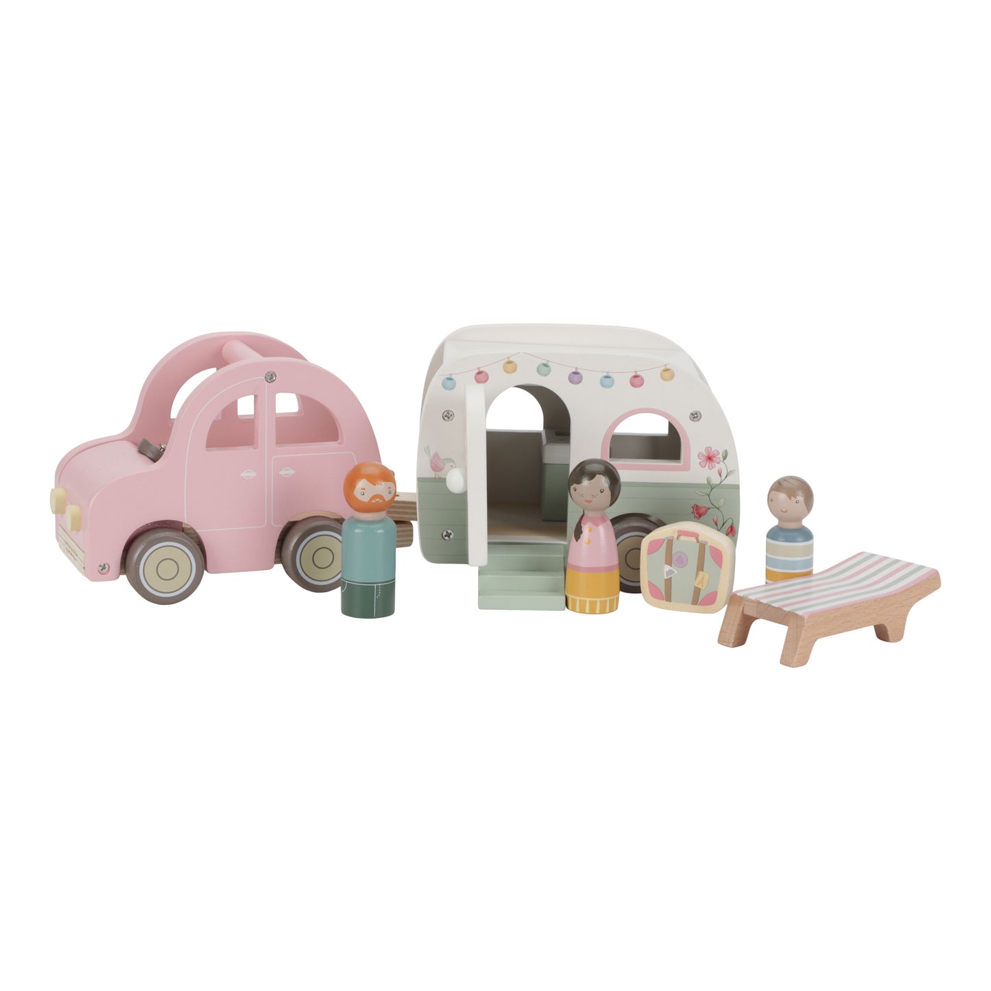 Wooden Toy Car with Caravan