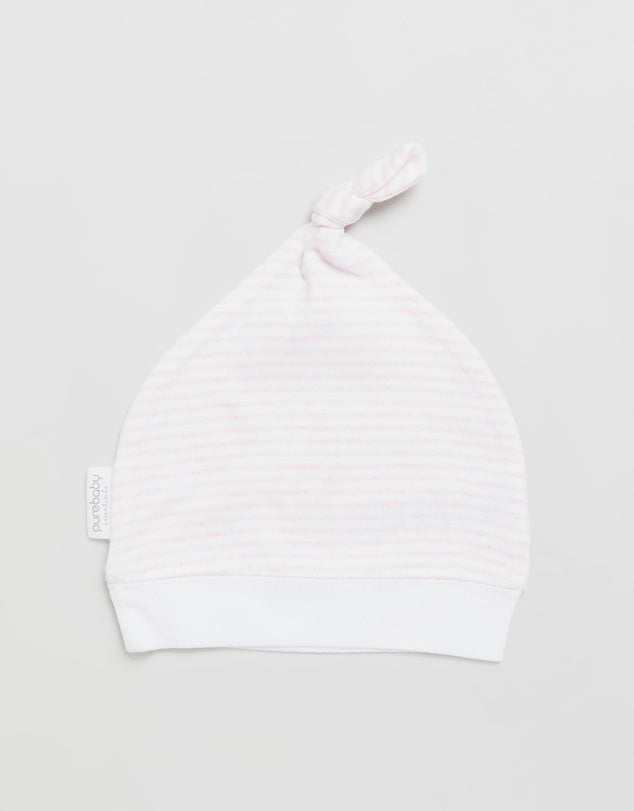 Knot Hat - Pale Pink Melange Stripe