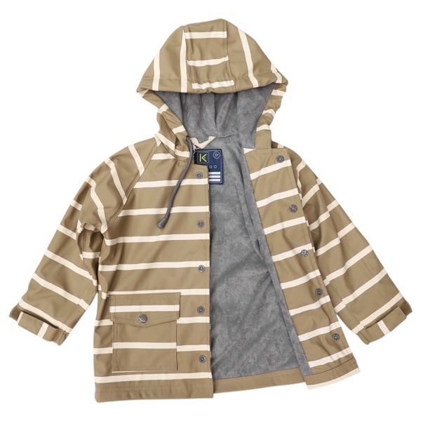 Striped Colour Change Raincoat - Chestnut