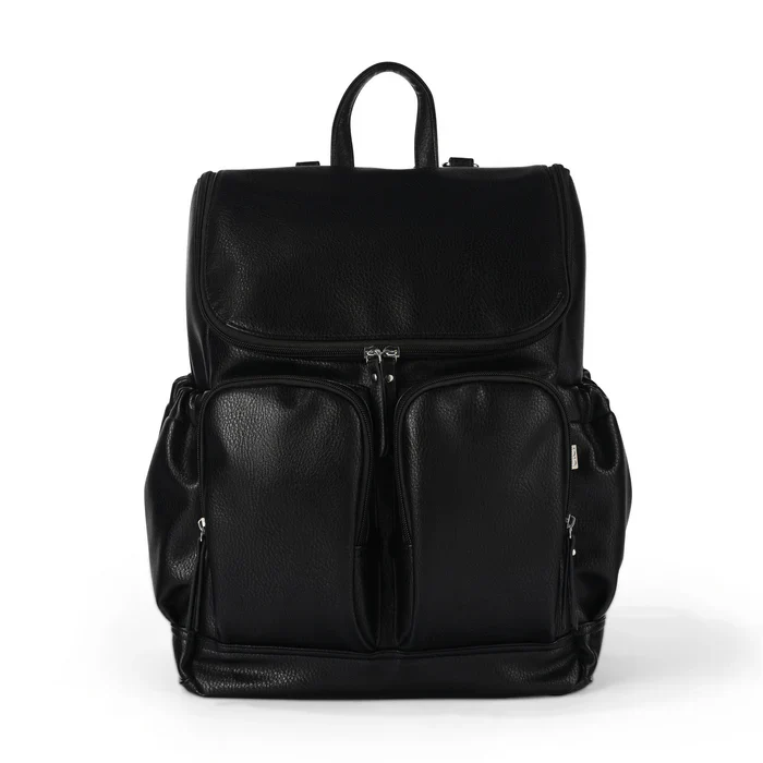Signature Nappy Backpack Black Dimple Vegan Leather