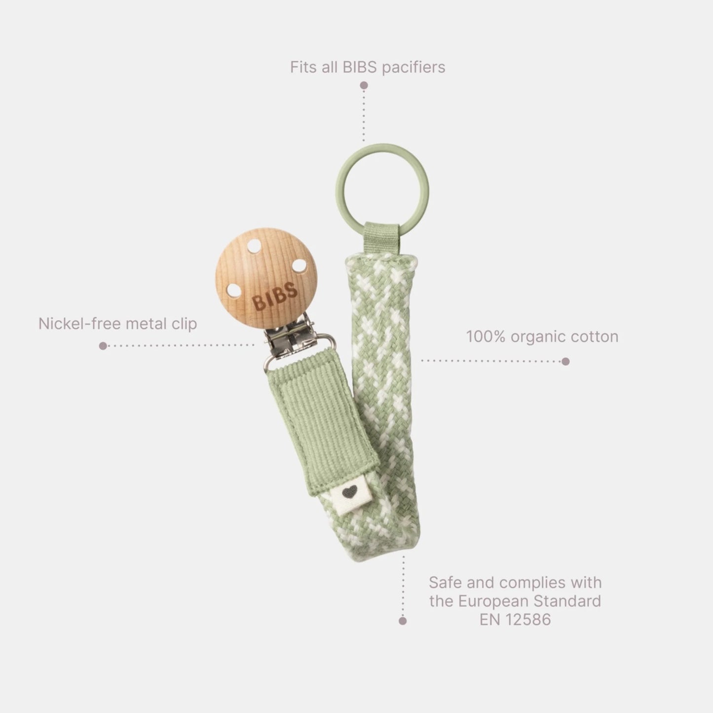 Pacifier Clip - Sage/ Ivory