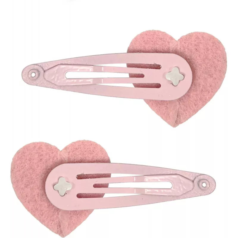 Pink Heart Diamonte Clips