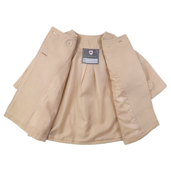 Double Breasted Satin Lined Overcoat - Beige
