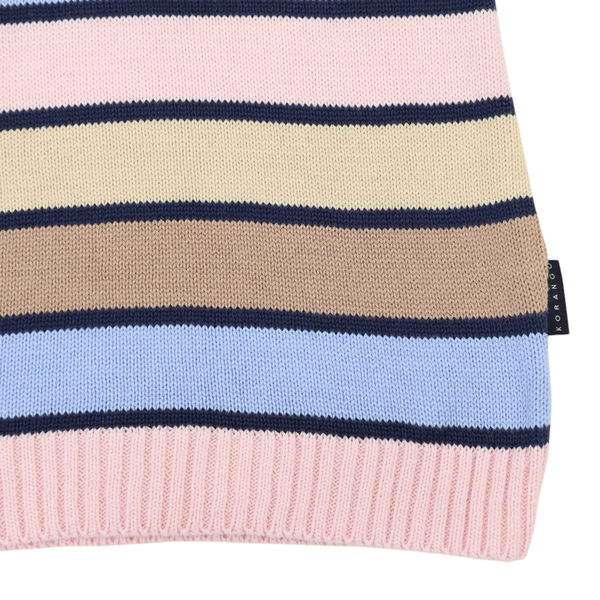 A-Line Striped Knit Dress - Blue