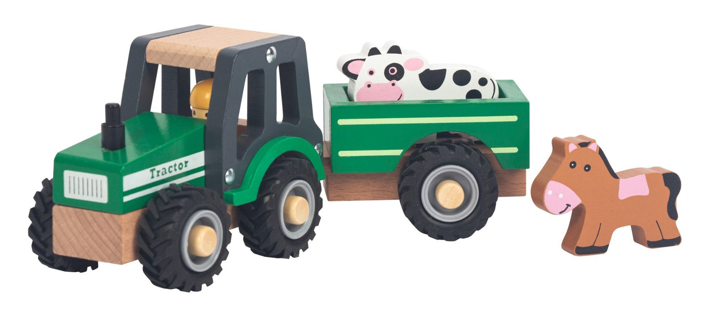Green Farm Tractor w Trailer