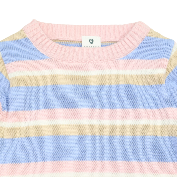 Stripe Knit Sweater - Pale Pink & Blue