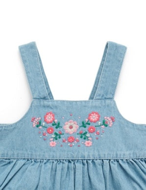 Embroidered Pinnie - Faded Denim
