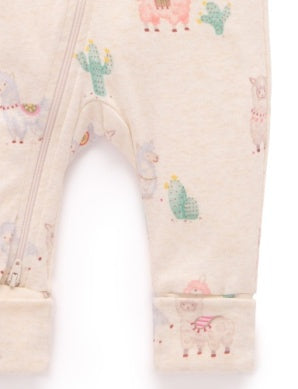 Printed Zip Growsuit - Little Llama Print