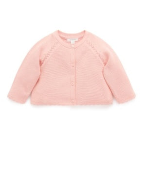 Scalloped Cardigan - Guava Melange