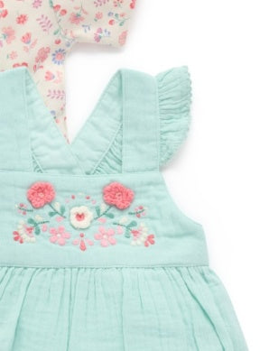 Embroidered Overall Set - Aloe