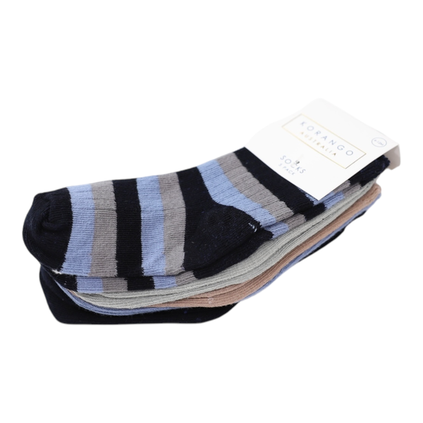 Socks 5 Pk - Navy Stripe