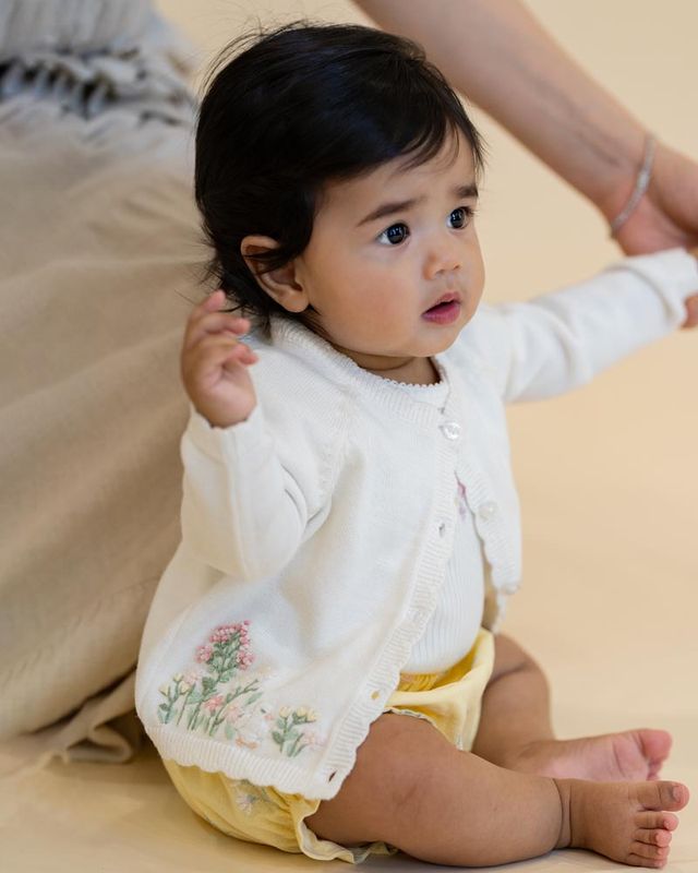 Bonnie Embroidered Cardigan - Cloud