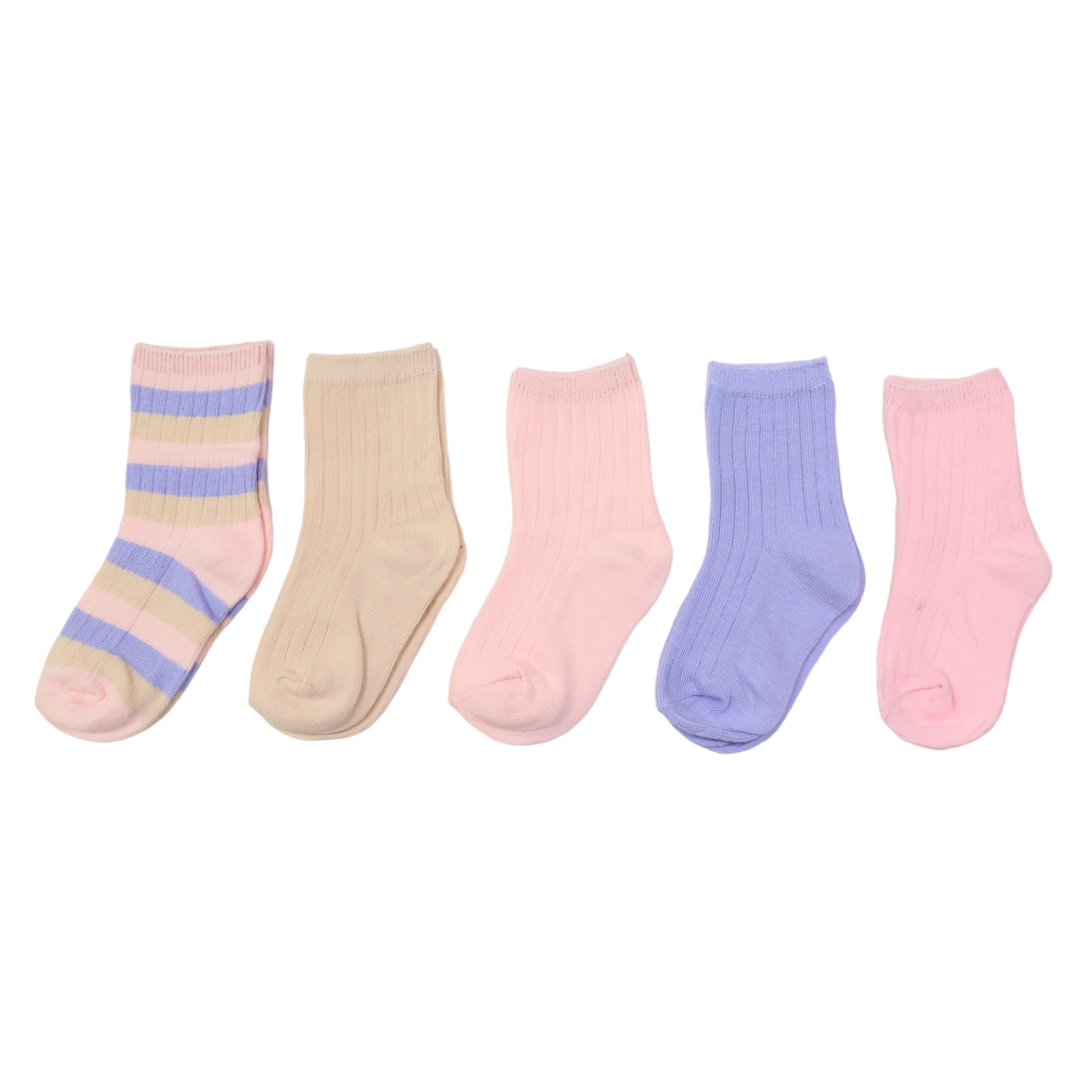 Socks 5 Pk - Pink Stripe