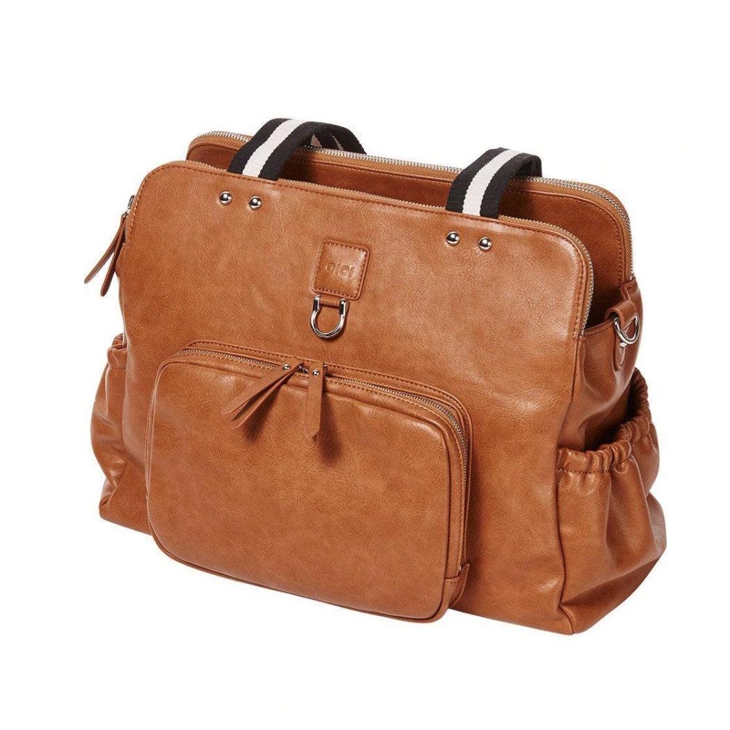 Vegan Leather Tote Triple Compartment Nappy Bag