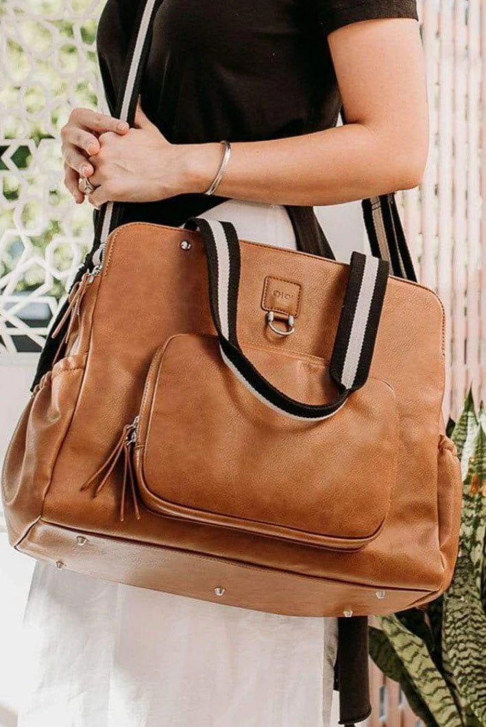 Vegan Leather Tote Triple Compartment Nappy Bag