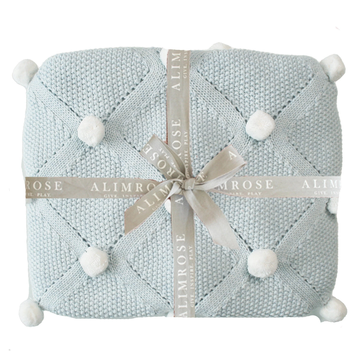 Pom Pom Blanket - Powder Blue