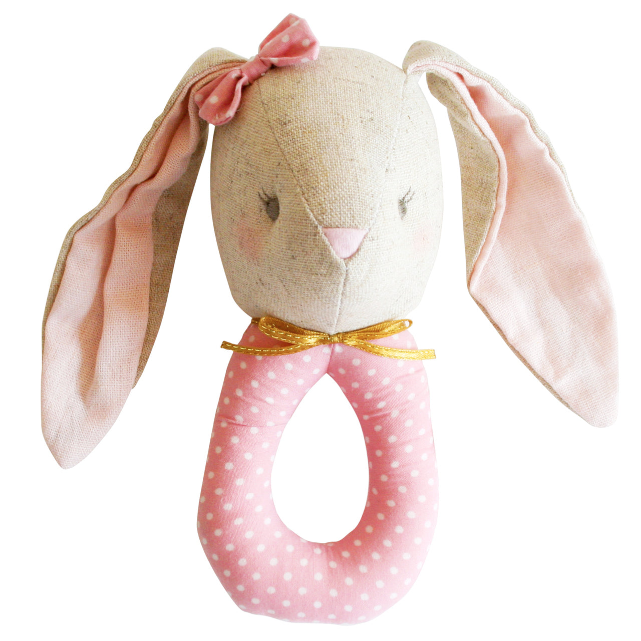 Linen Baby Pearl Grab Rattle -Blush