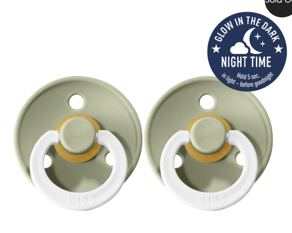 BIBS Night Glow Dummies Size 2 - Sage 2pk
