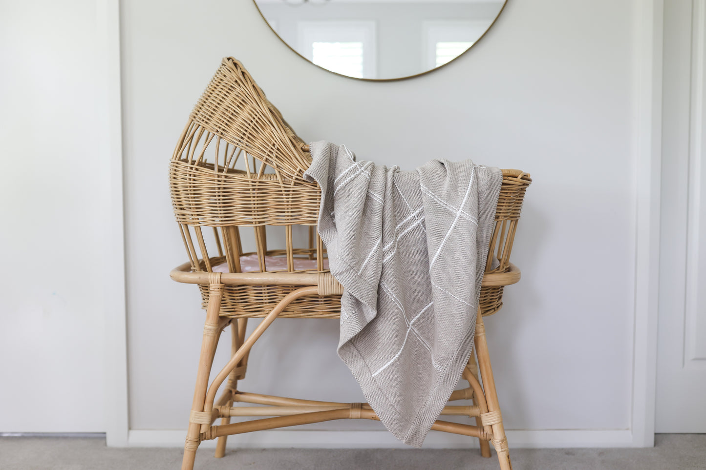 Grid Baby Blanket - Latte