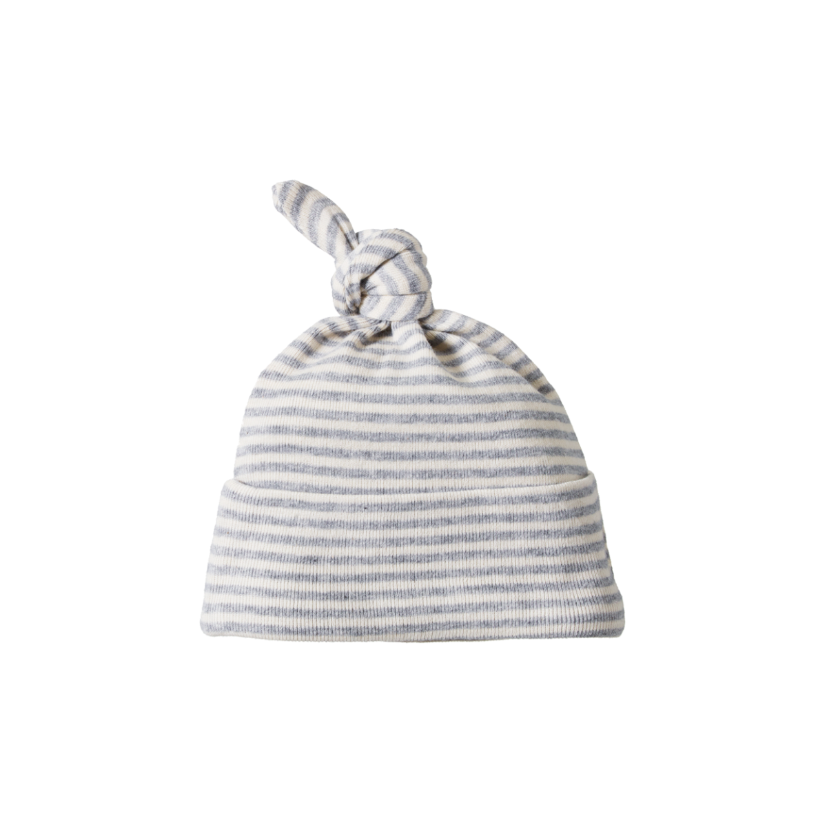 Nature Baby Cotton Knotted Beanie - Grey Marl Stripe