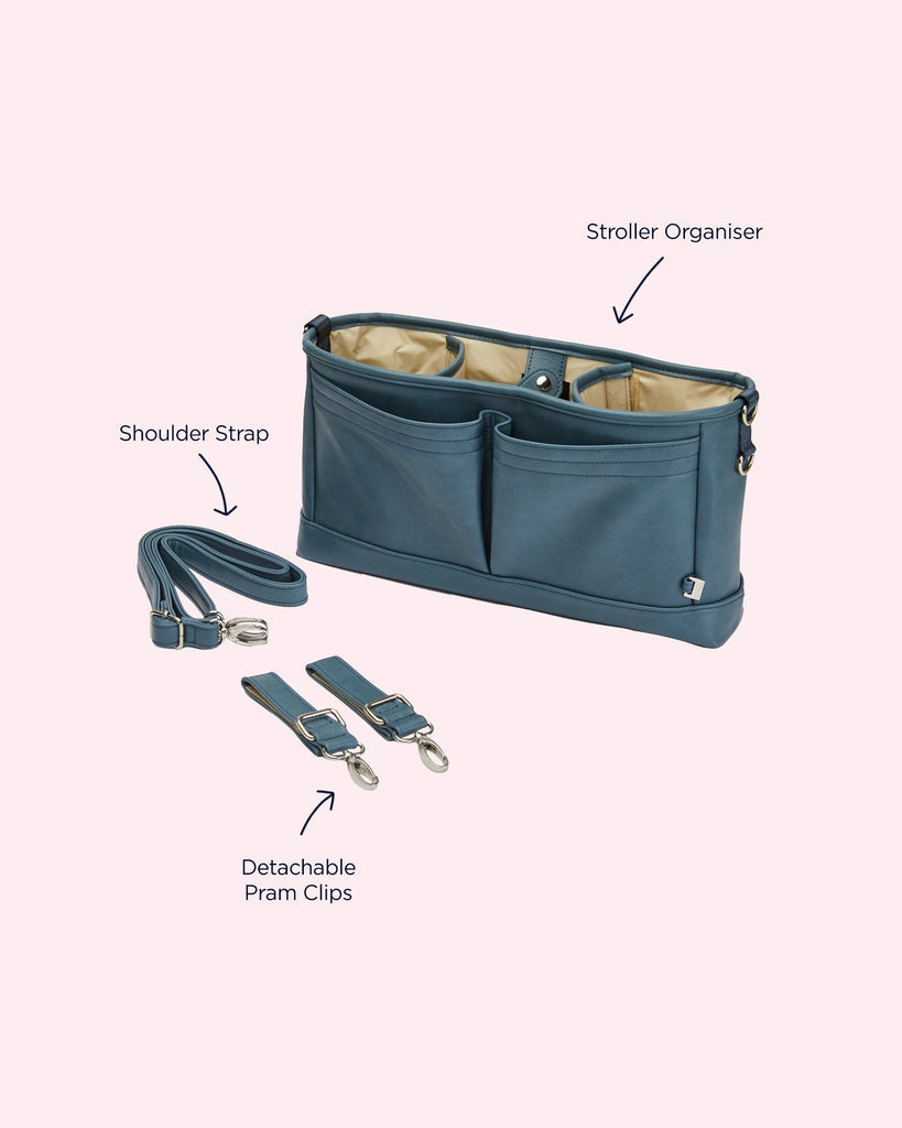 Stroller Organiser/Pram Caddy - Stone Blue