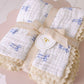 Muslin Blanket w Lace Trim - Blue Bows