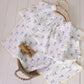 Muslin Blanket w Lace Trim - Blue Bows
