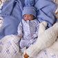 Muslin Blanket w Lace Trim - Blue Bows