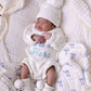 Muslin Blanket w Lace Trim - Blue Bows