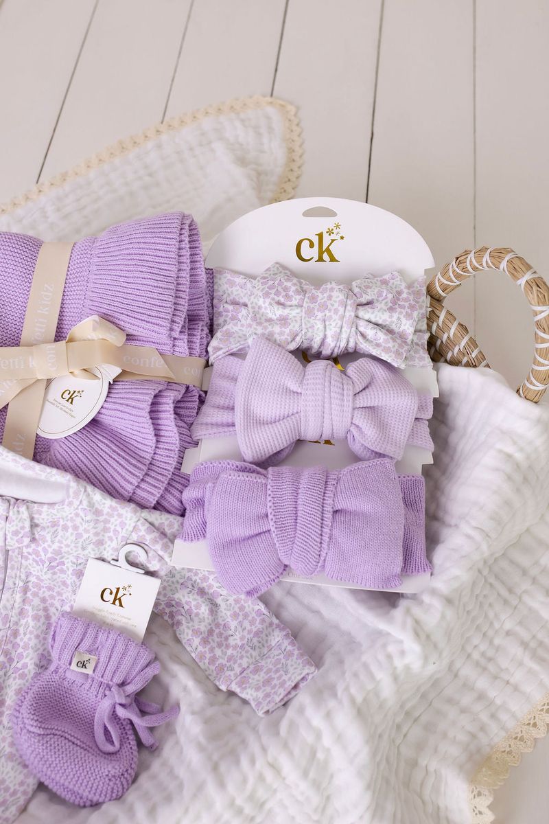 Knitted Baby Booties - Lilac 0-6M