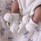 Knitted Baby Booties - White Poms 0-6M
