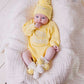 Knitted Baby Booties - Yellow Poms 0-6M