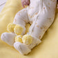 Knitted Baby Booties - Yellow Poms 0-6M