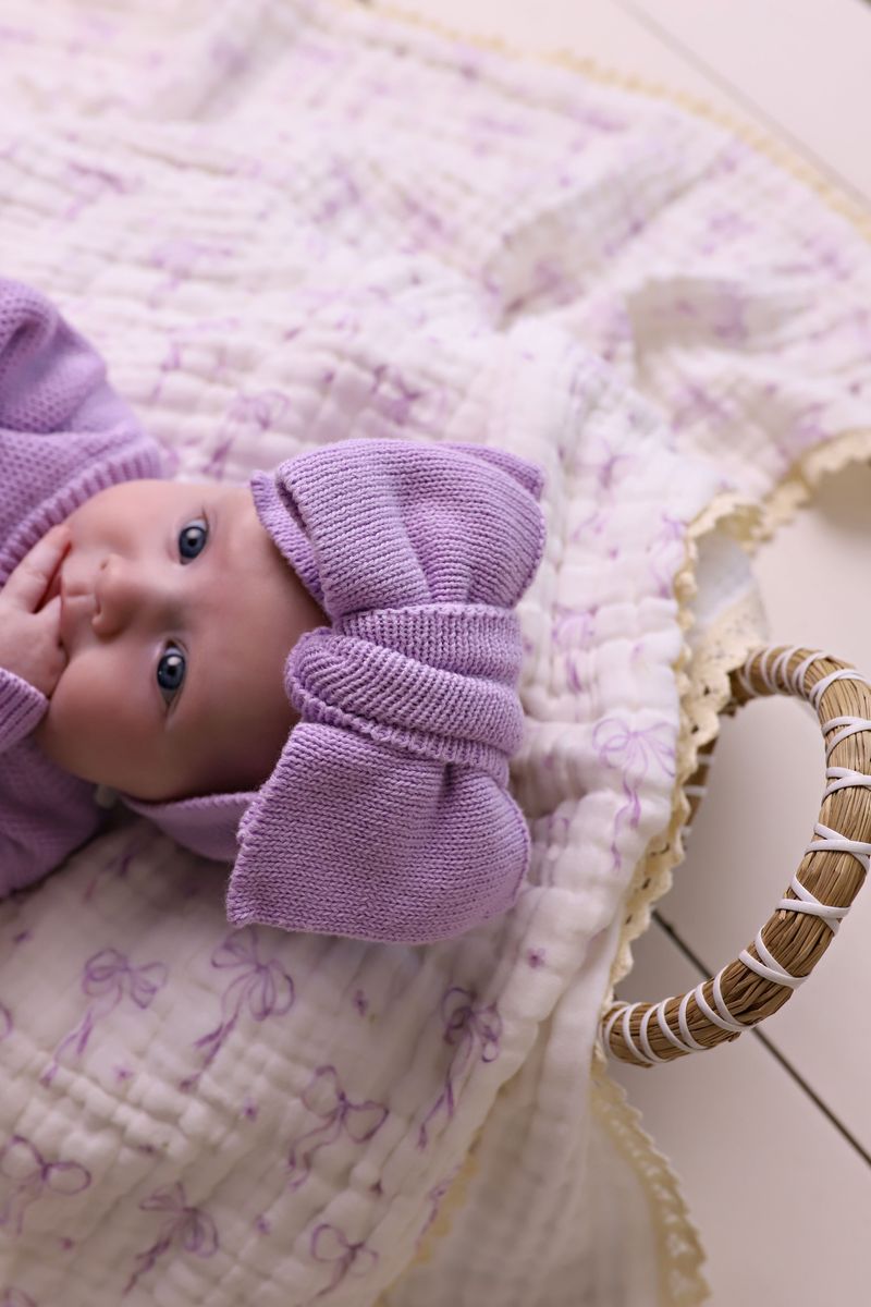 Oversized Knit Top Knot - Lilac