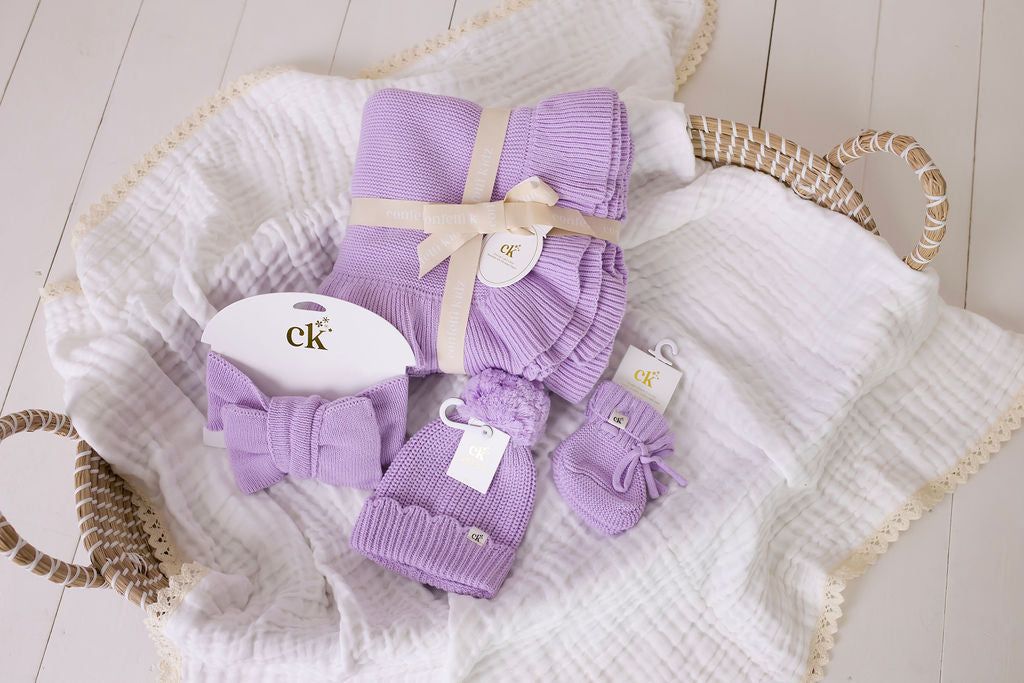 Oversized Knit Top Knot - Lilac
