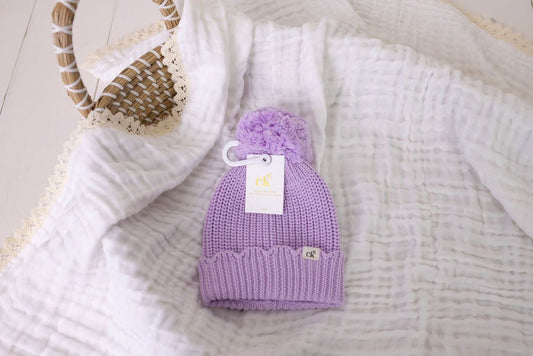 Baby Knit Beanie - Lilac 0-6M
