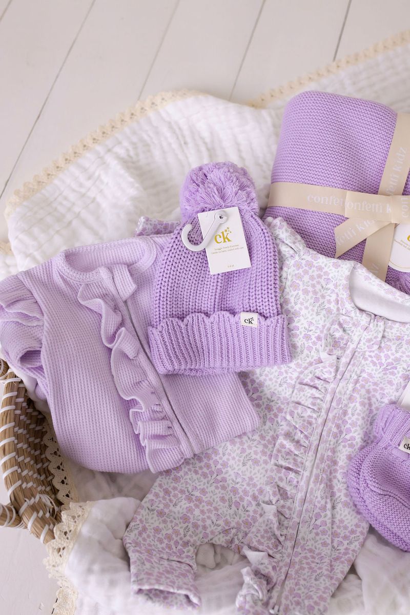 Baby Knit Beanie - Lilac 0-6M