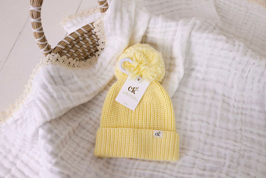 Baby Knit Beanie - Buttercream 0-6M