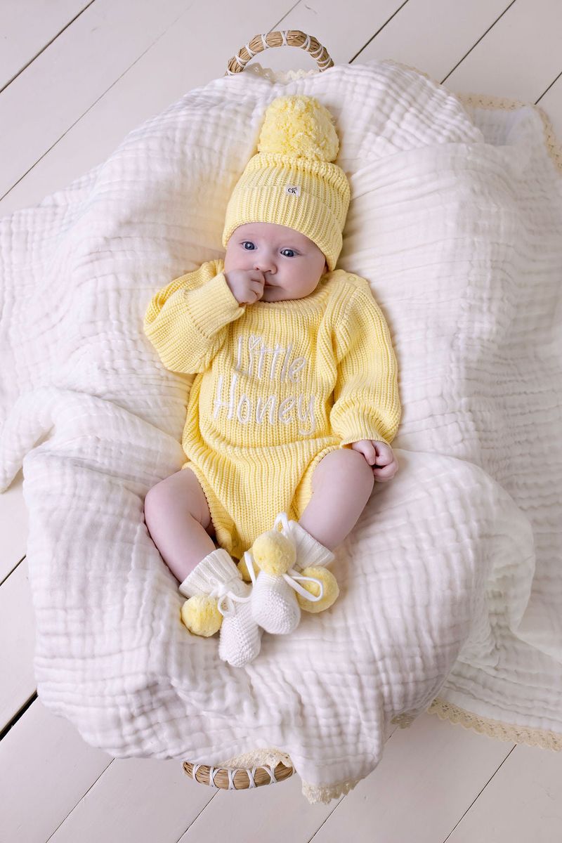 Baby Knit Beanie - Buttercream 0-6M