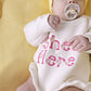 "She's Here" Knit Romper - Snow (NB)