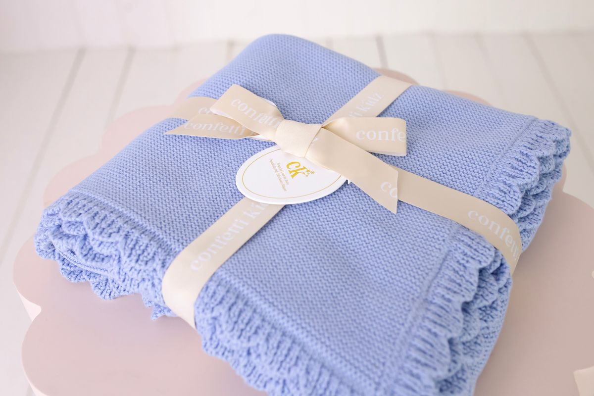 Heritage Knit Blanket - Cloud Blue
