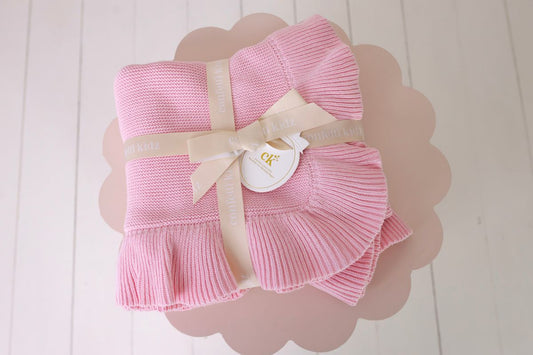 Frilly Knit Blanket - Cotton Candy