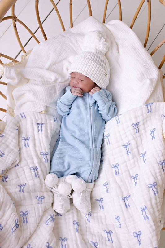 Ribb Zipsuit - Baby Blue
