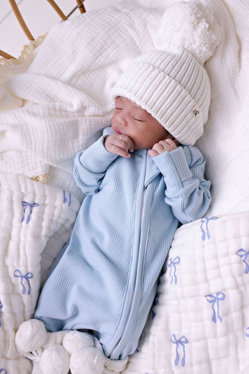Ribb Zipsuit - Baby Blue