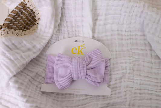 Oversized Knit Top Knot - Lilac Waffle
