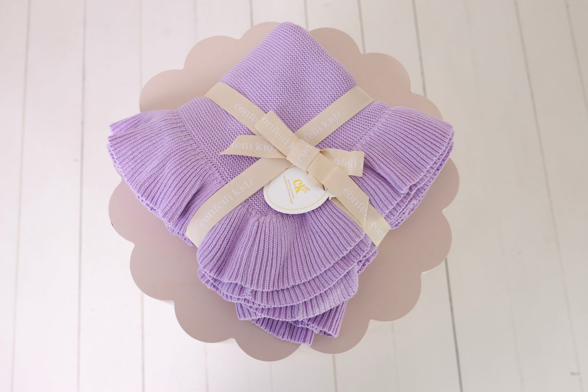 Frilly Knit Blanket - Lilac