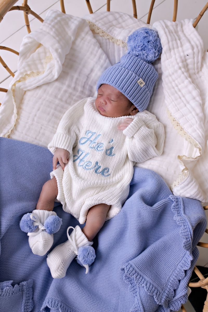 Heritage Knit Blanket - Cloud Blue