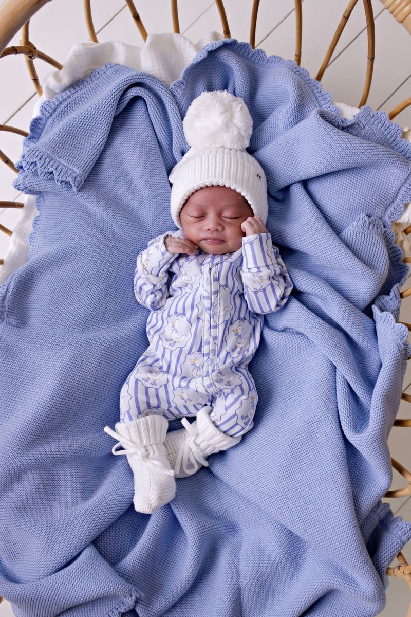 Heritage Knit Blanket - Cloud Blue