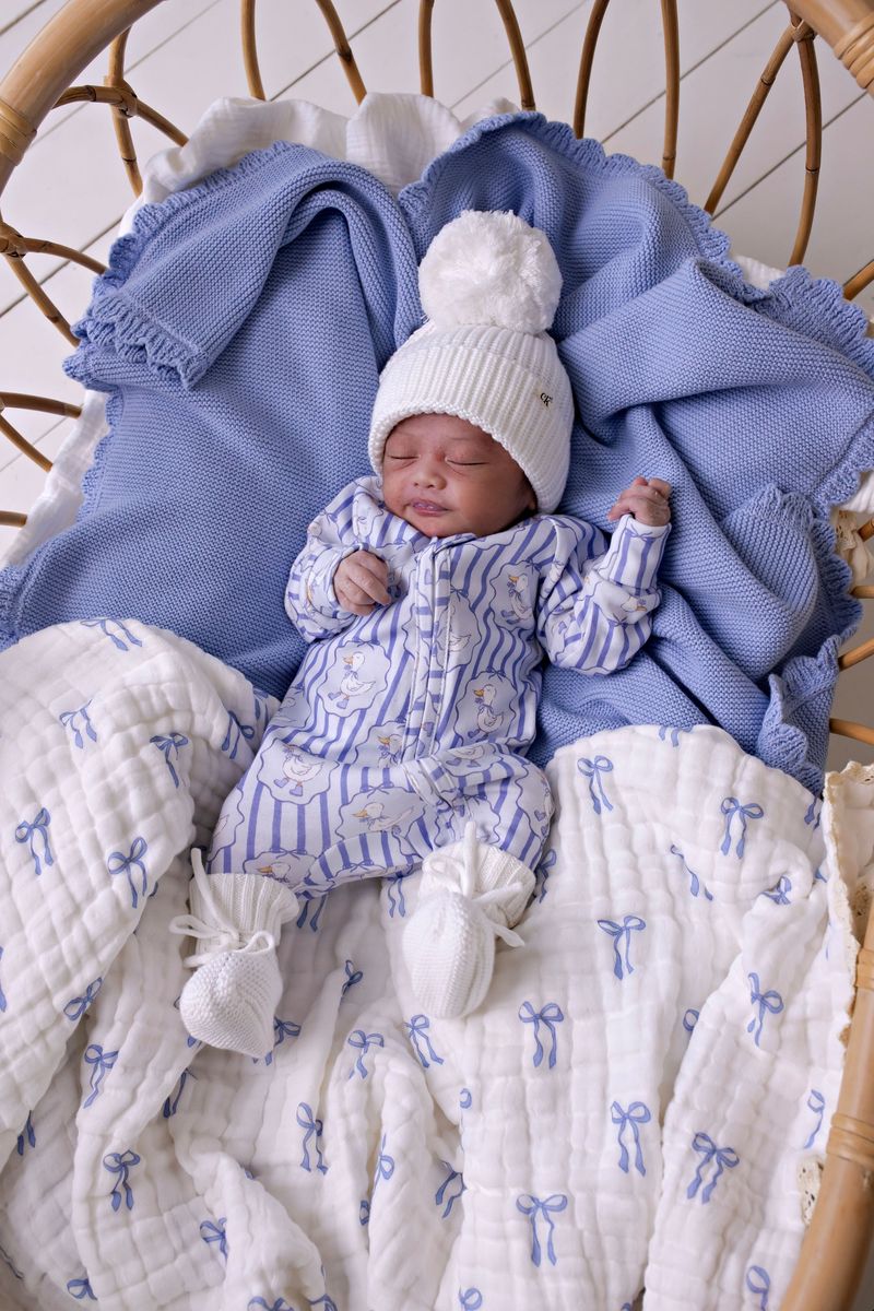 Heritage Knit Blanket - Cloud Blue